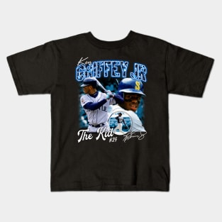 Ken Griffey Jr The Kid Basketball Legend Signature Vintage Retro 80s 90s Bootleg Rap Style Kids T-Shirt